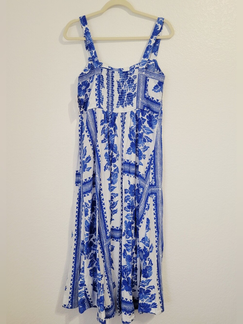 NWT Sonoma Blue White Mediteranean Print Maxi Sun Dress Medium - Picture 11 of 11